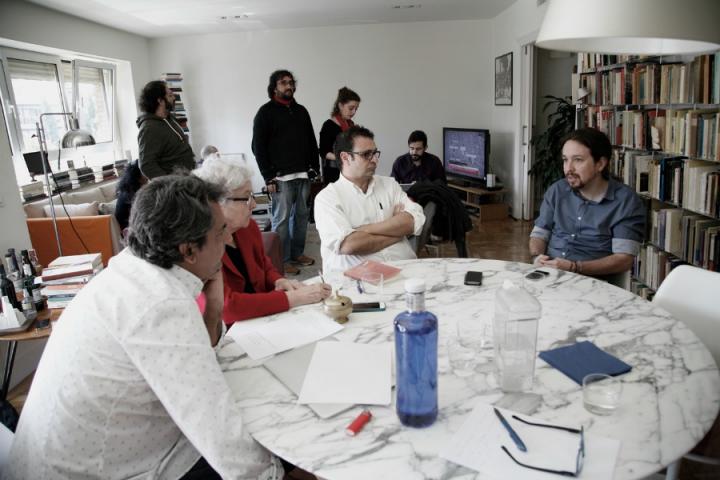 Pablo Iglesias, durante la conversación con el consejo editorial de CTXT. / Rosa Muñoz