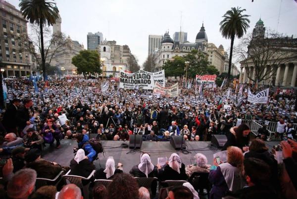 Protesta en Buenos Aires, Argentina contra la desaparición de Santiago Maldonado. PRENSA OBRERA
