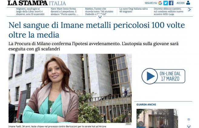 Captura de pantalla del artículo en La Stampa. 