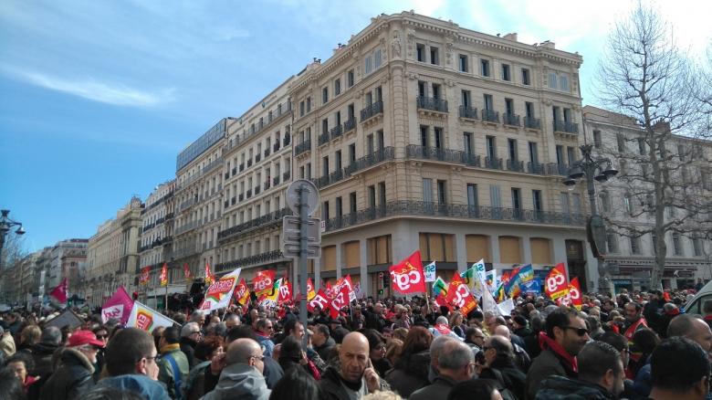 Manifestación contra la reforma laboral el pasado 9 de marzo en Marsella.
