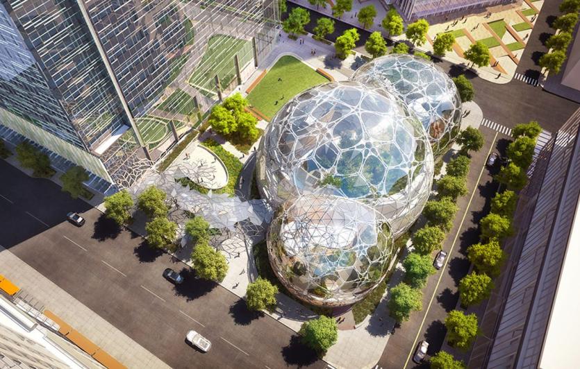 Proyecto de Amazon en su campus de Seattle: una bioesfera con más de 40.000 plantas.
