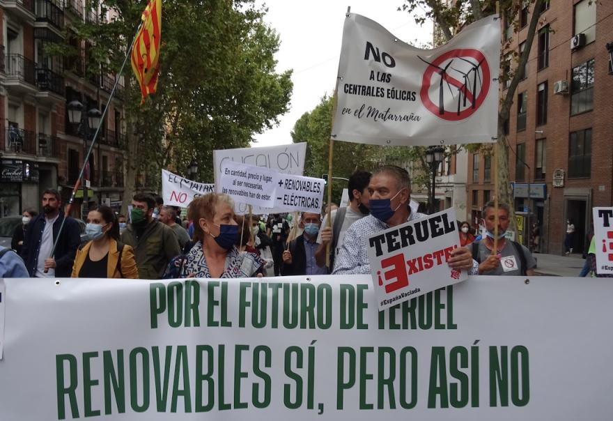 Teruel Existe también acudió a la manifestación Renovables Sí pero No así en Madrid. // Fuente: I.M y A.S.