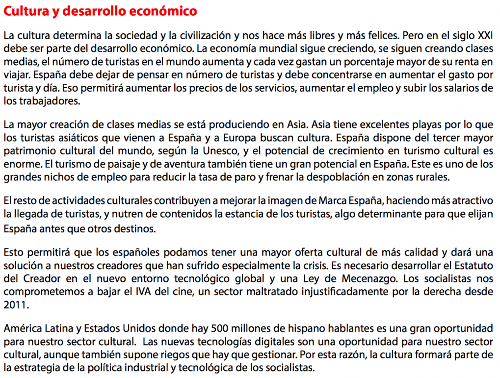 Epígrafe de 'Cultura y desarrollo económico' del documento Susana: Una propuesta de futuro.