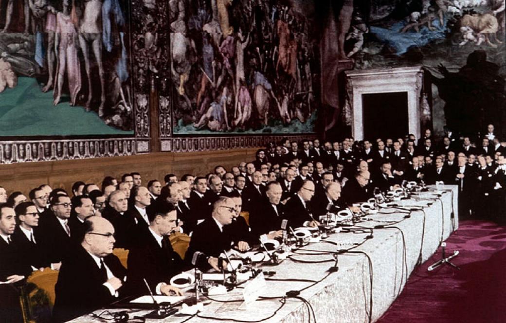 Firma de los tratados de Roma en 1957.
