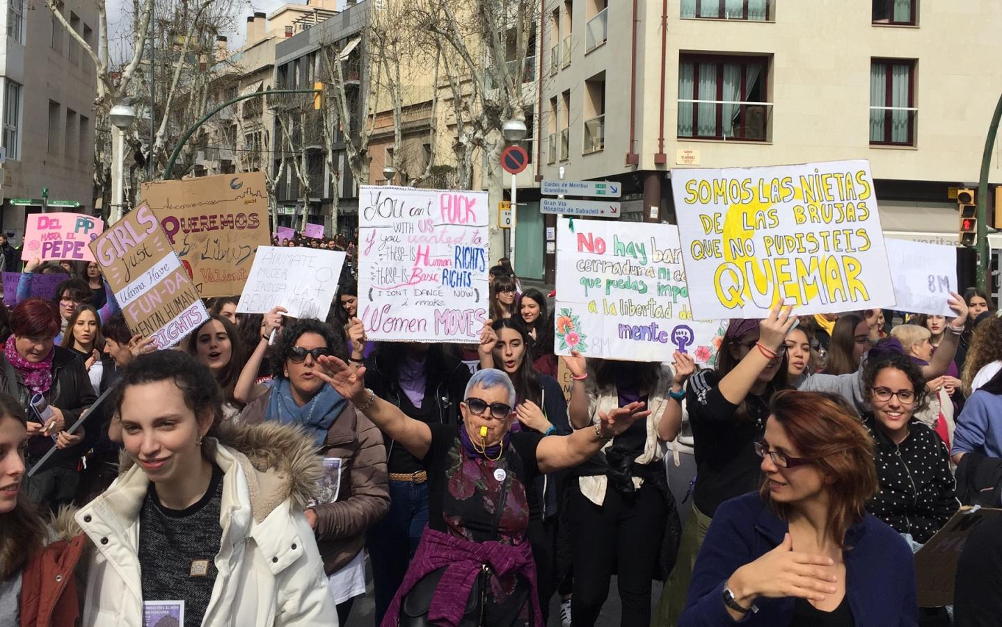 Manifestación feminista en Sabadell en 2018. 