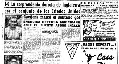 Página de Marca sobre el partido en el que Estados Unidos derrotó a Inglaterra en 1950 con gol de Gaetjens
