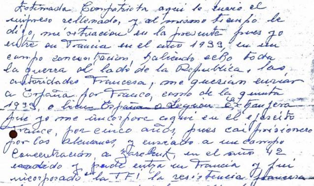 Carta de A.M. a la Asociación de Amigos de los Refugiados Españoles.