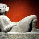 Escultura Chac Mool maya, expuesta en el Museo Nacional de Antropología de México.