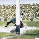 Ricardo Zamora durante la famosa parada de la Copa del Rey frente al Barcelona, en 1936.