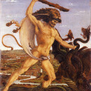 <p>Hércules y la Hidra de Lerna. Cuadro de Antonio del Pollaio. </p>