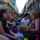 <p>Manifestantes del 15M en la Plaza Mayor de Madrid.</p>