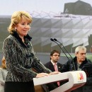 <p>Esperanza Aguirre durante el acto inaugural de las obras de edificación del Campus de Justicia.</p> (: Comunidad de Madrid)