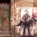 <p>Un mural de Pasolini con su cadáver, dibujado en las calles de Roma.</p> (: S. Z.)