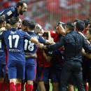 <p>Los jugadores del Atlético de Madrid celebran un gol</p>