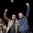 <p>Alberto Garzón y Pablo Iglesias después de hacer pública la confluencia el 13 de junio.</p>