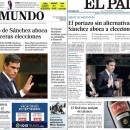 <p>Portadas de El Mundo y de El País, del 1 de septiembre de 2016.</p>