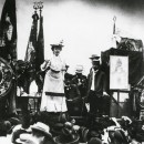 <p>Rosa Luxemburgo durante un discurso. Stuttgart, 1907.</p> (: Herbert Hoffmann)