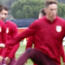 <p>Los jugadores del Atlético de Madrid y el Cholo Simeone durante un entrenamiento. </p>