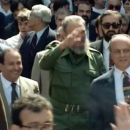 <p>Castro y Fraga durante el viaje del líder cubano a Galicia en 1992.</p> (: Imagen de televisión)