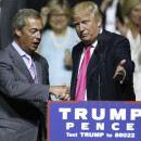 <p>Nigel Farage y Donald Trump durante un mitin en Jackson, Mississippi</p>