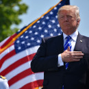 <p>Donald Trump durante la conmemoración del 136 aniversario de la <em>Coast Guard Academy</em>. Connecticut, mayo de 2017. </p>