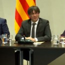 <p>Oriol Junqueras, Carles Puigdemont y Neus Munté en la reunión proreferéndum celebrada en el Palau de la Generalitat. Lunes, 29 de mayo. </p>