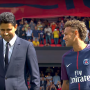 <p>Neymar JR junto a Nasser Al-Khelaïfi, presidente del PSG, en su presentación como nuevo jugador del club parisino. </p>