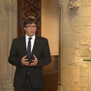 <p>Puigdemont durante su comparecencia la noche del 4 de octubre.</p>