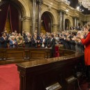 <p>Puigdemont tras su declaración en el Parlament el 10 de octubre.</p>