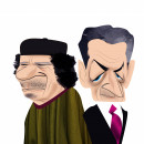 <p>Gadafi y Nicolas Sarkozy.</p>