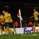 <p>Los jugadores del Atlético de Madrid celebran un gol durante el partido de Uefa Europa League contra el Arsenal. Abril de 2018</p>