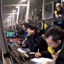 <p>Cabina de retransmisión radiofónica en el Camp Nou, Barcelona. Febrero de 2016. </p> (: Youtube (Cadena Ser))