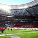 <p>Ambiente en el Wanda Metropolitano momentos antes de que comience la vuelta de la semifinal de la Uefa Europa League</p>