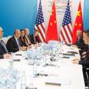 <p>Encuentro de Donald Trump y Xi Jinping, presidente de China, durante la cumbre del G20 en Alemania. Julio de 2017</p>