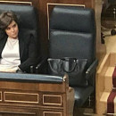 <p>Soraya Sáenz de Santamaría durante el debate de la moción de censura </p>