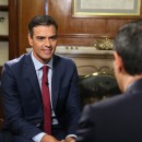 <p>Pedro Sánchez, durante una entrevista en Caracol Televisión.</p>