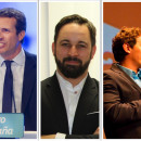 <p>Pablo Casado, Santiago Abascal y Albert Rivera.</p>