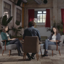 <p>Inés Arrimadas, Jordi Évole e Irene Montero durante el debate.  </p>