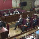 <p>Imagen de la sala del Tribunal Supremo, donde se celebra el juicio al procés, durante la declaración como testigo de M. Rajoy.</p>