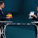 <p>Pedro Sánchez y Alberto Carlos Rivera durante el debate, el 23 de abril de 2019.</p> (: LaSexta)