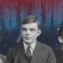 <p>Harvey Milk, Alan Turing y Federico García Lorca en el 'Upside Down' de 'Stranger Things'.</p> (: @cervantesfaqs)