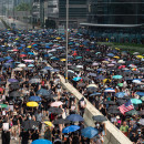 <p>Marcha en Hong Kong contra el proyecto de ley de extradición el pasado 24 de agosto.</p>