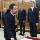 <p>Pablo Iglesias, vicepresidente segundo del Gobierno y ministro de Derechos Sociales y Agenda 2030, promete su cargo ante el rey</p>