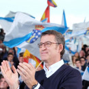 <p>Alberto Núñez Feijóo durante un acto de precampaña en Galicia. </p>