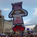<p>Calle Gran Vía (Madrid) durante la manifestación del 8-M.</p>