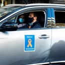 <p>Pablo Casado, Isabel Díaz Ayuso y José Luis Martínez-Almeida en la caravana de coches contra la ley Celaá.</p>