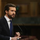 <p>Pablo Casado, en el pleno sobre la gestión del Ejecutivo durante el estado de alarma. </p>