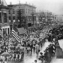 <p>Manifestación en Lawrence (Massachusetts) durante la huelga de 1912.</p>