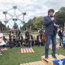 <p>Carles Puigdemont durante la celebración de la Diada en Bruselas (2019).</p>