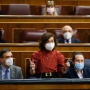<p>Carmen Calvo en la sesión de control al gobierno de este 17 de febrero.</p>